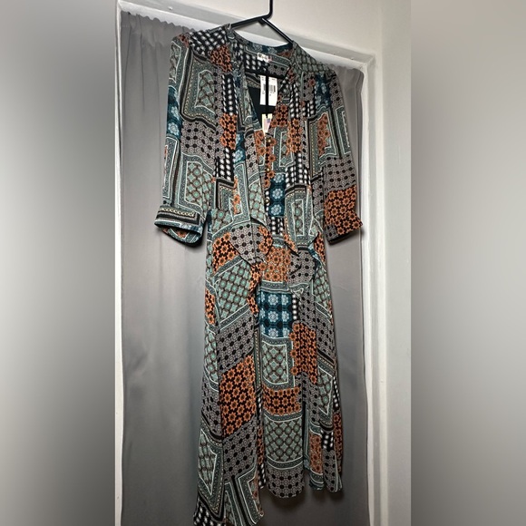 Kut From The Same Kloth Elegant Patchwork Long Sleeve Dress Size 8 - Picture 7 of 16